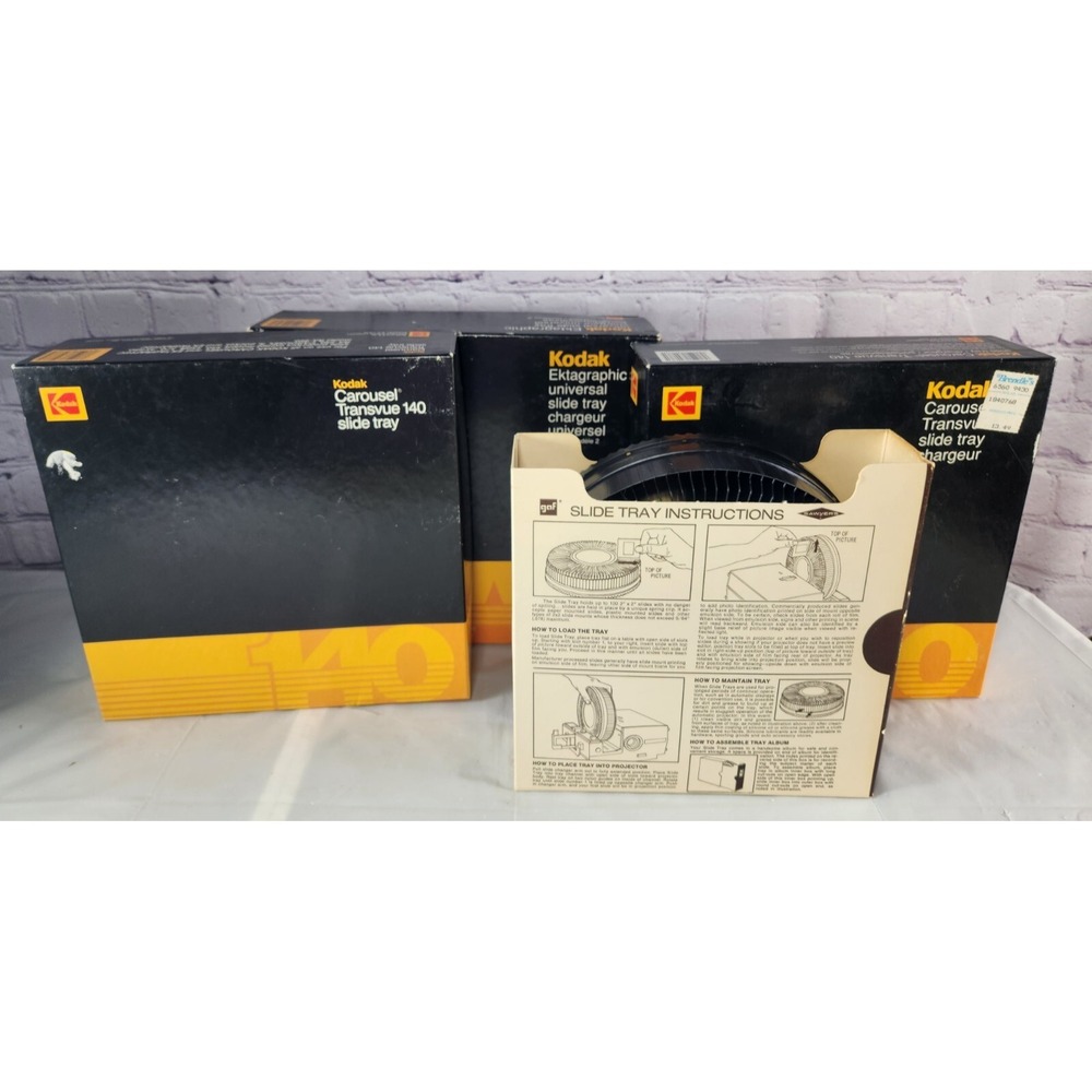 Kodak Carousel Transvue Lot of 4 Slide Trays 140 X 2 & 80 x 2